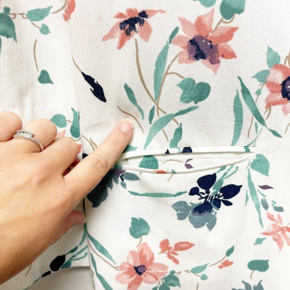 TONI GARMENT Vintage Spring Floral Long Line One Button Blazer White Pin… - Picture 11 of 16